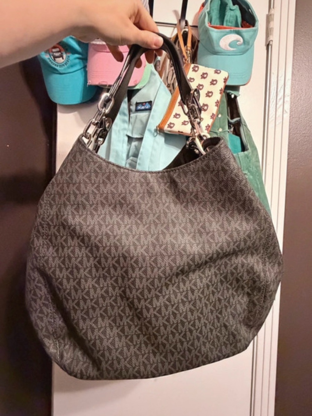 MICHAEL Michael Kors Gray Logo Hobo Shoulder Bag